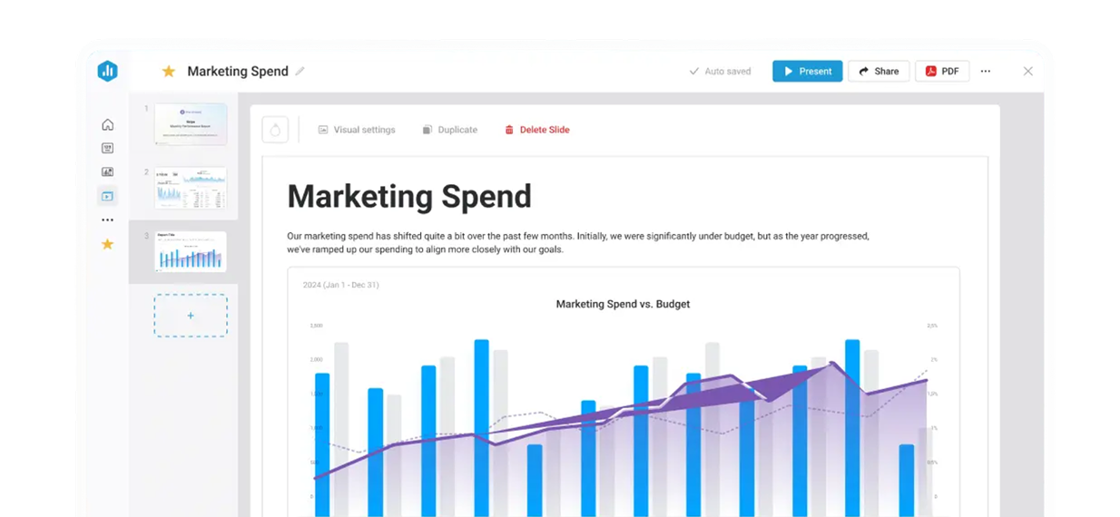 Confidently report performance to your team, board, and investors