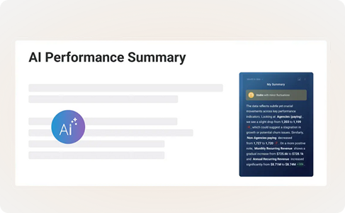Databox AI-generated performance summary with automated insights and recommendations