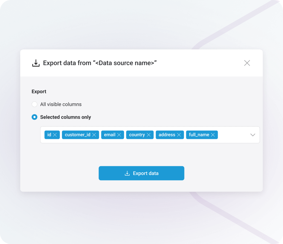 Export to CSV window