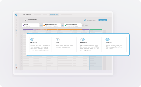 Databox dataset merging interface for blending multiple data sources and integrations