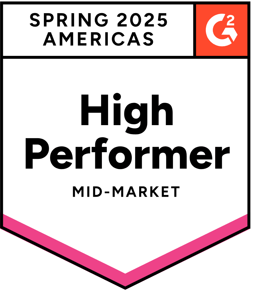 G2 Spring 2025 Americas High Performer Mid-Market badge