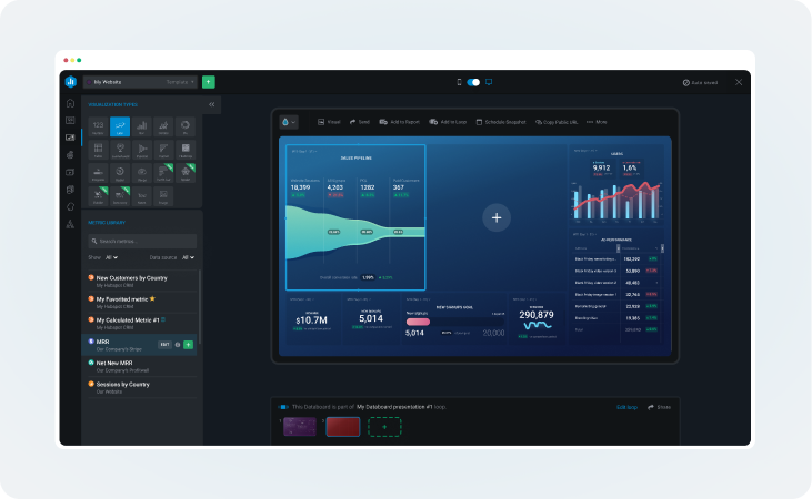 Databox drag-and-drop dashboard builder with no-code interface