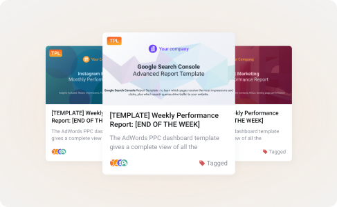 Databox pre-built report templates for marketing, analytics, and performance reporting